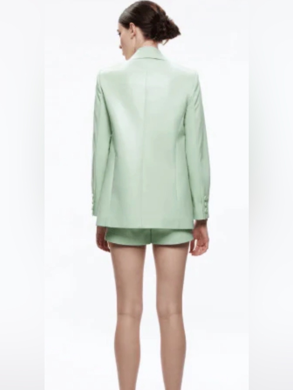 Alice + Olivia Denny Vegan Leather Blazer Pistachio Green * Size M - Picture 7 of 11